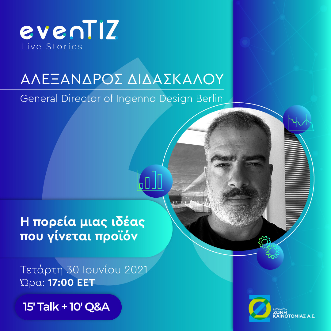 “Η πορεία μιας ιδέας που γίνεται προϊόν”με τον Αλέξανδρο Διδασκάλου στο evenTIZ Live Story της ΑΖΚ